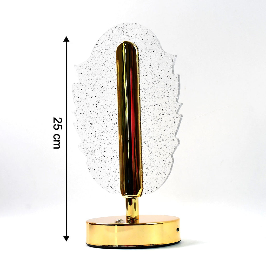 Warm glowing feather shape crystal table lamp for bedroom