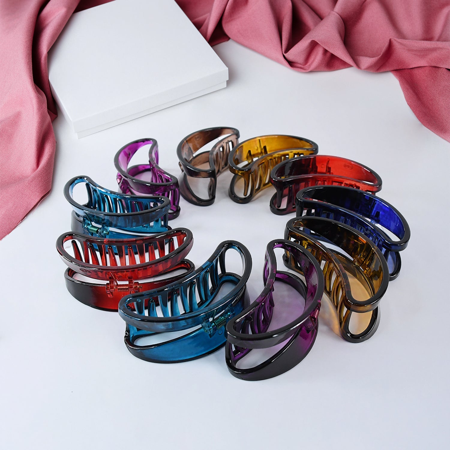 Elegant matte plastic hair clamp grip adding charm and style to any hairstyle.