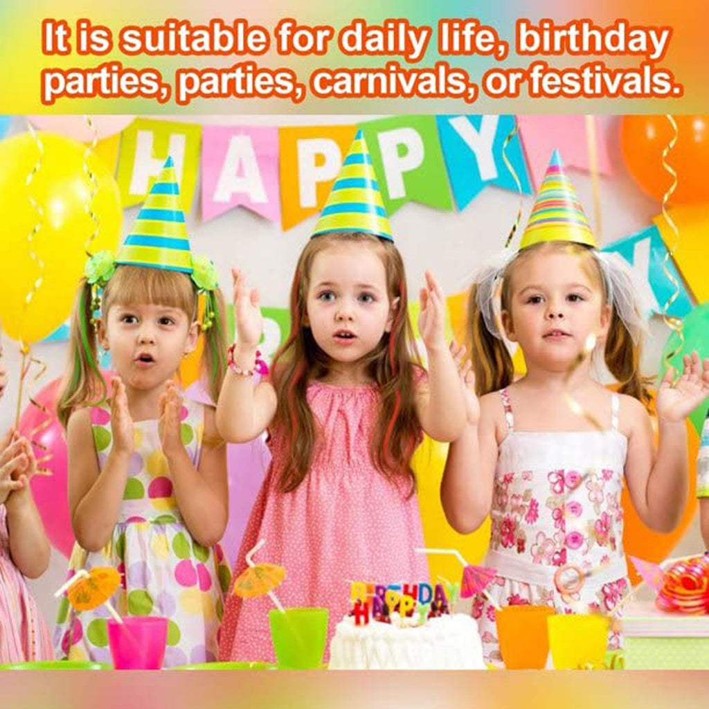 Close-up of soft synthetic colorful hair strands for kids hair extensions