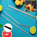 Happy Bathers' 4-piece stainless steel straws set with travel case and cleaning brush.