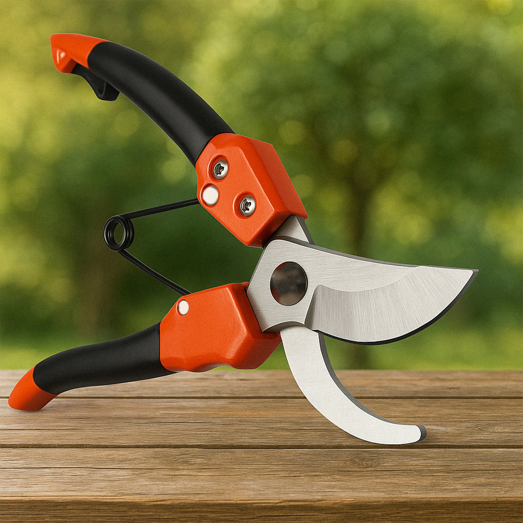 Garden Pruning Shears in action, effortlessly cutting a plant branch.