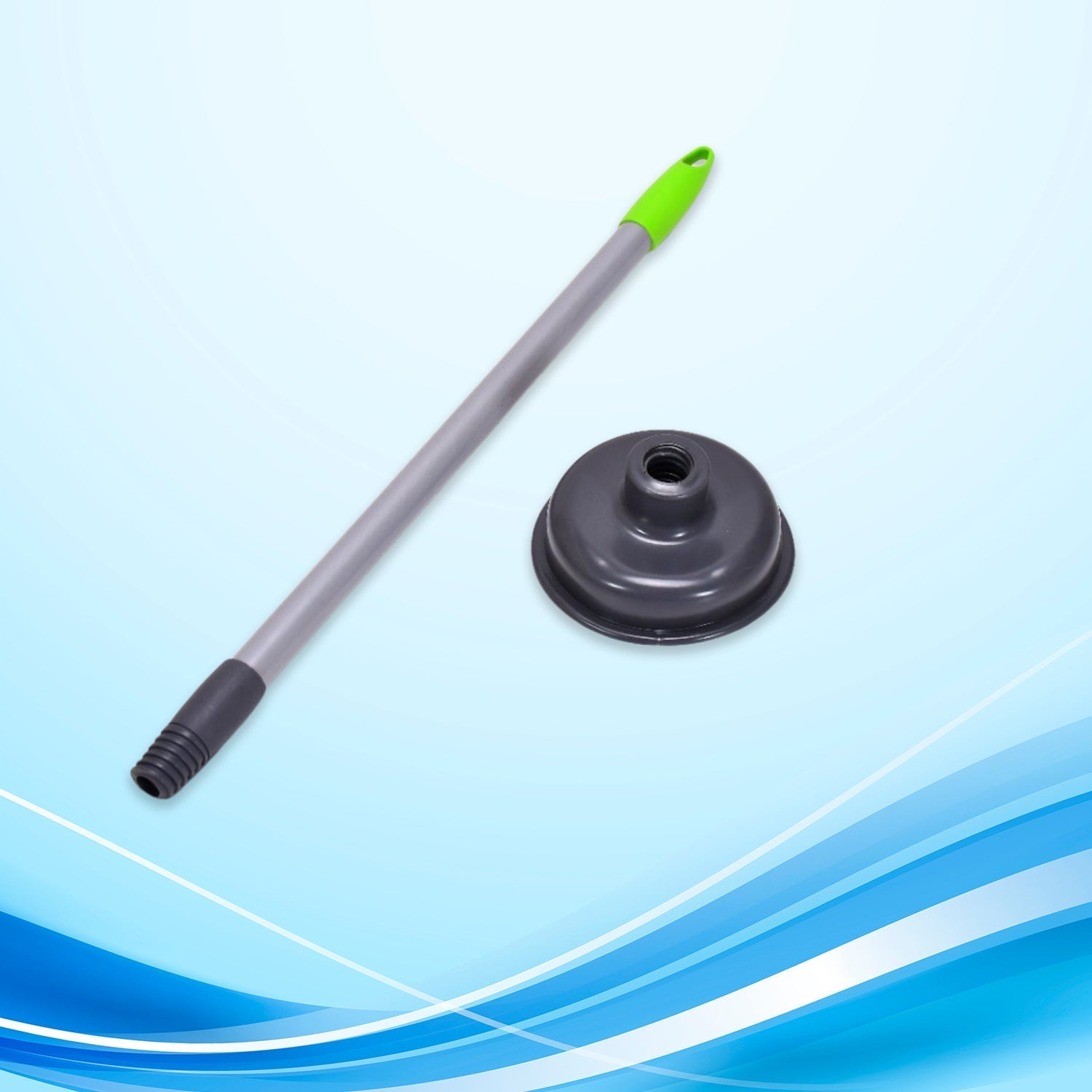 Detailed view of the robust black rubber cup of the toilet plunger.