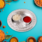 Angled view of the plastic Kumkum Thali Holder, highlighting its compact size.