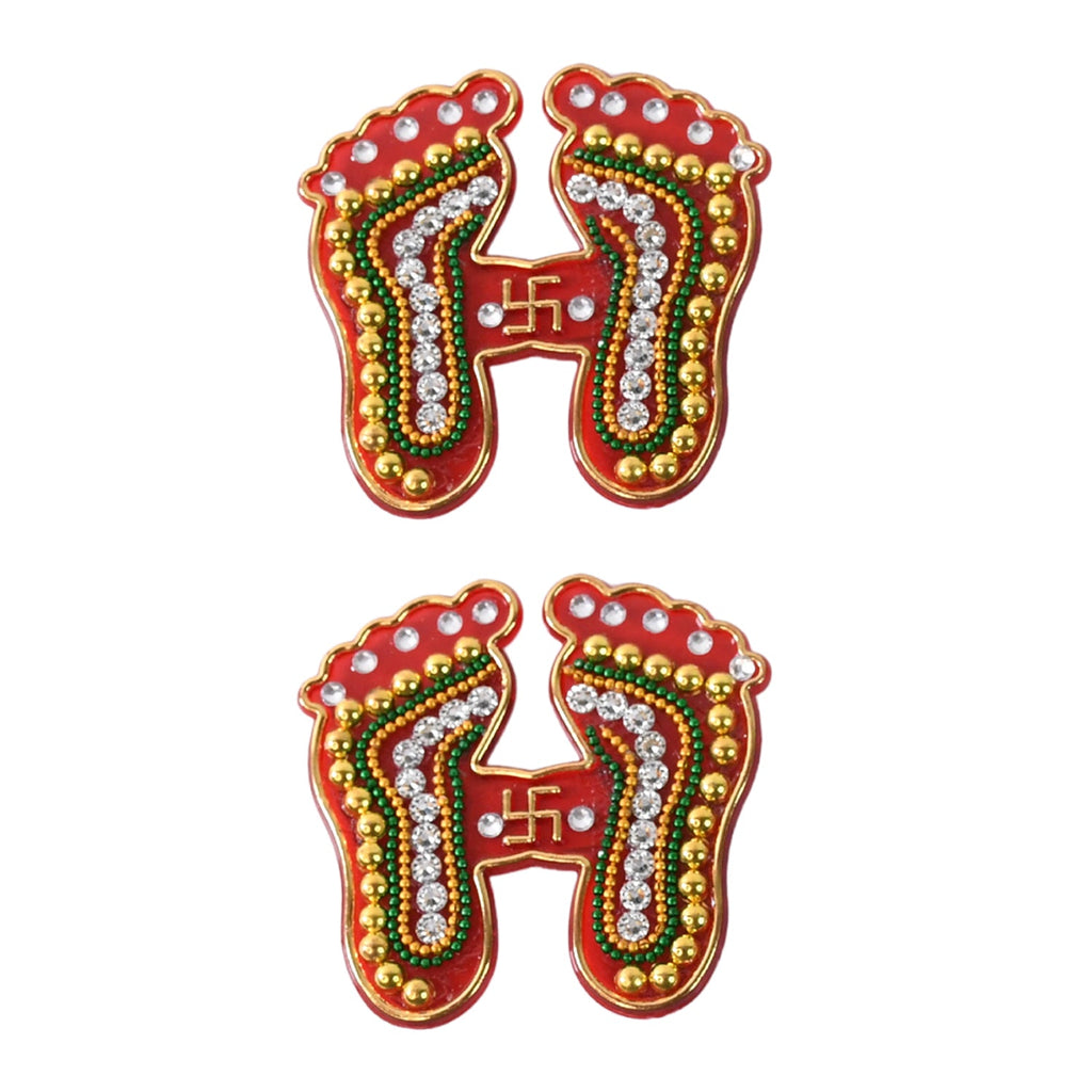 Mandir Glow Charan Paduka decals with bright colors and spiritual symbols