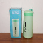 Close-up detail of green leak-proof plastic water flask bottle