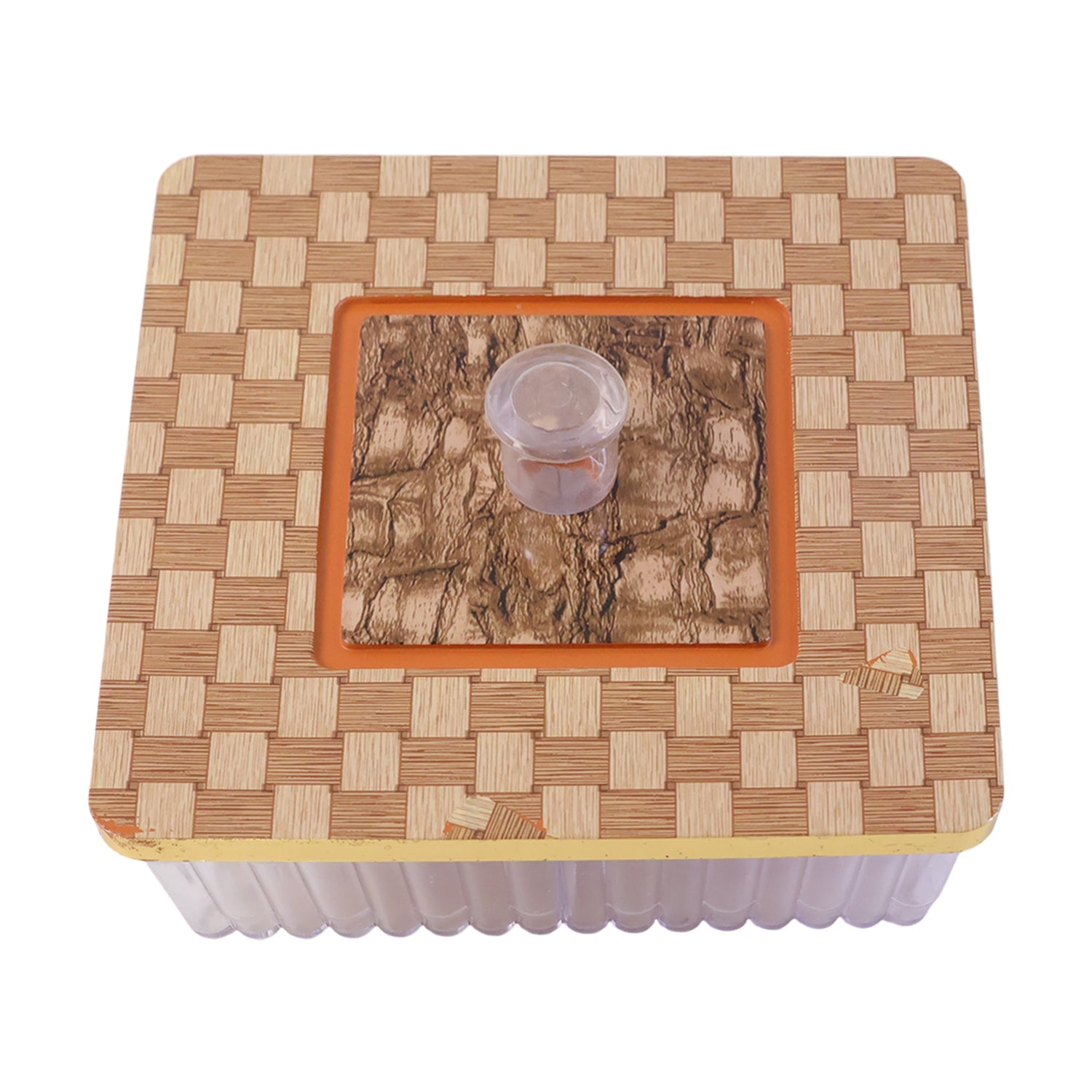 Close-up of the secure airtight lid on a plastic dry fruit box