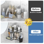 Corner shelf organizer adhesive backing showing easy self-adhesive installation method