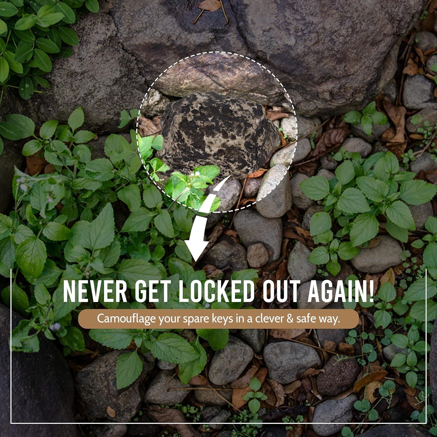Detailed close-up of the realistic texture of the fake rock key hider.