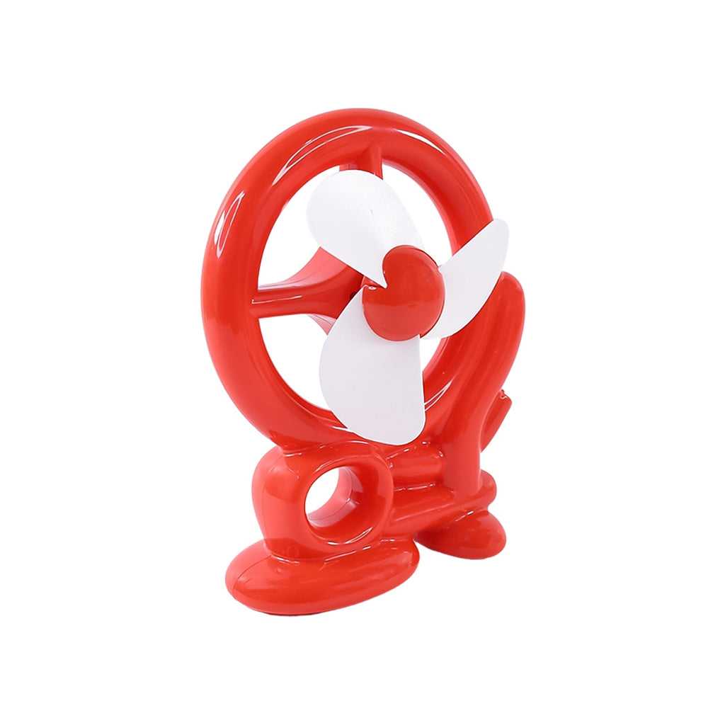Portable red Mini Cooling USB Fan with its integrated USB power cable.