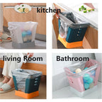 The versatile expandable waste bin shown in its collapsed, space-saving configuration.