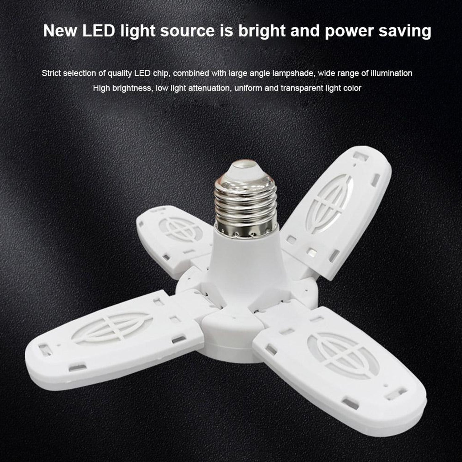 Close-up of fan blade LED bulb details and design