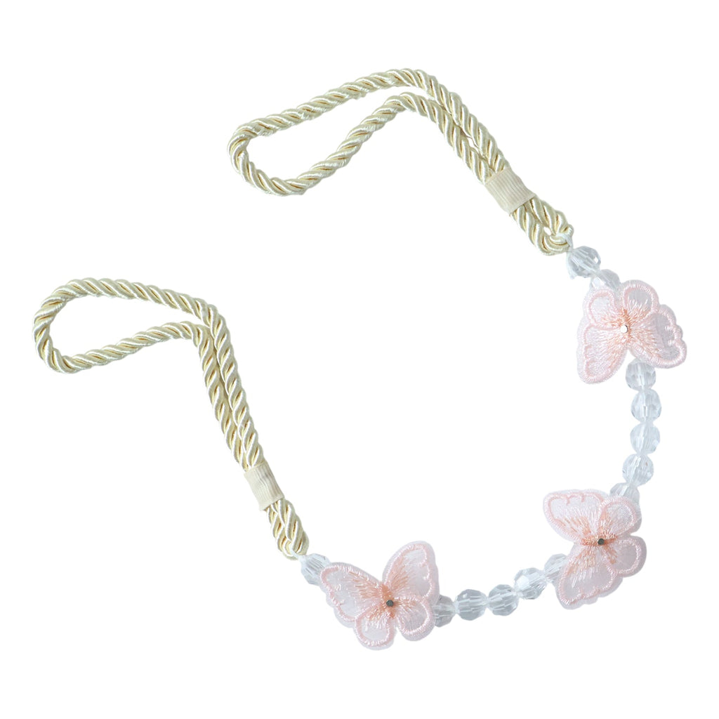 Designer floral curtain accessory with transparent crystal beads