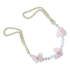 Designer floral curtain accessory with transparent crystal beads