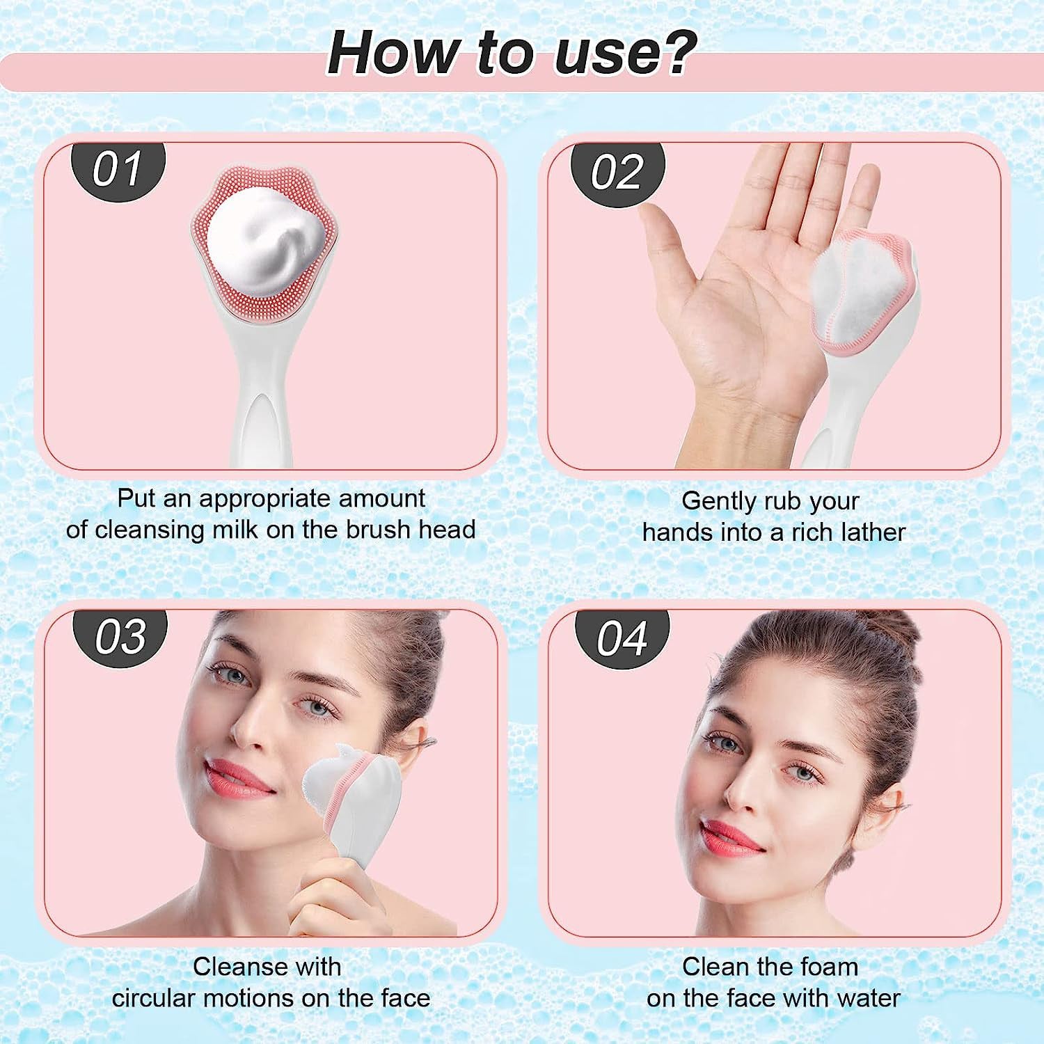 The AuriGlam silicone scrubber hanging in a bathroom, ready for daily use.
