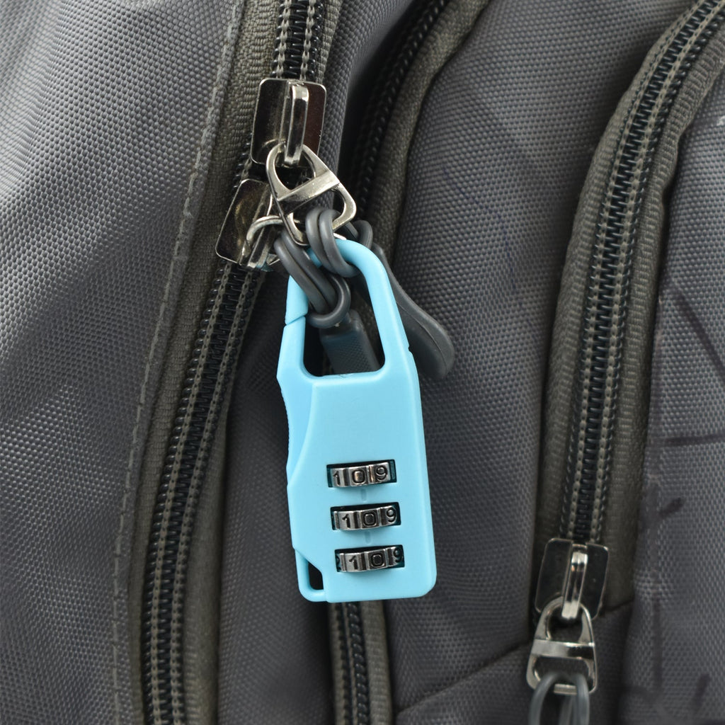The small 3-digit lock open, showing its internal mechanism.