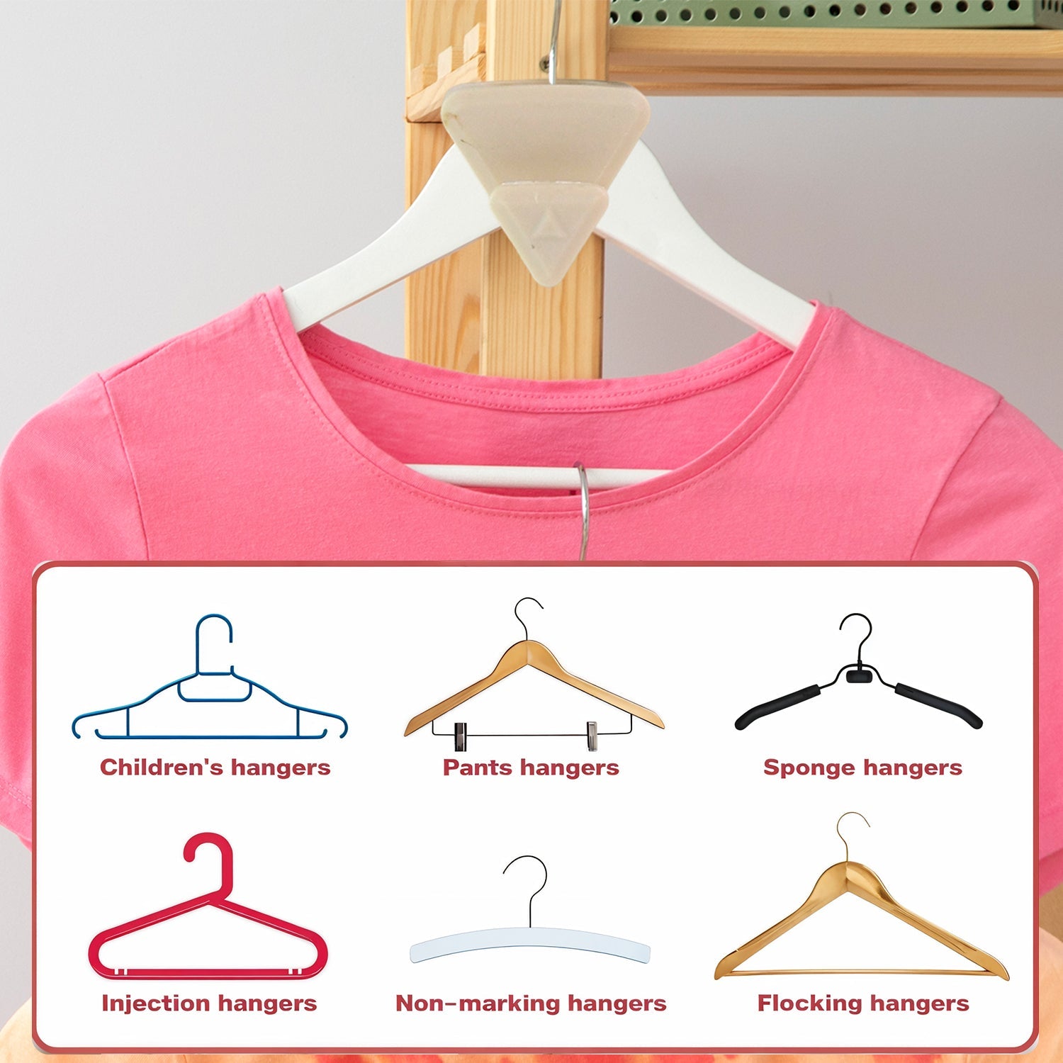 Close-up of sturdy plastic triangle hanger connector hooks linking hangers