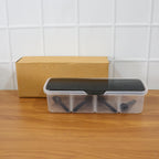 Multipurpose kitchen storage container showing four compartments and included spoons