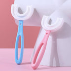 Kids U-Shaped Toothbrush in blue, designed for gentle and effective cleaning.