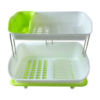 Stainless steel dish rack with drain tray for kitchen use