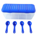 Multipurpose 4-section container with its transparent lid closed, showcasing compact design.