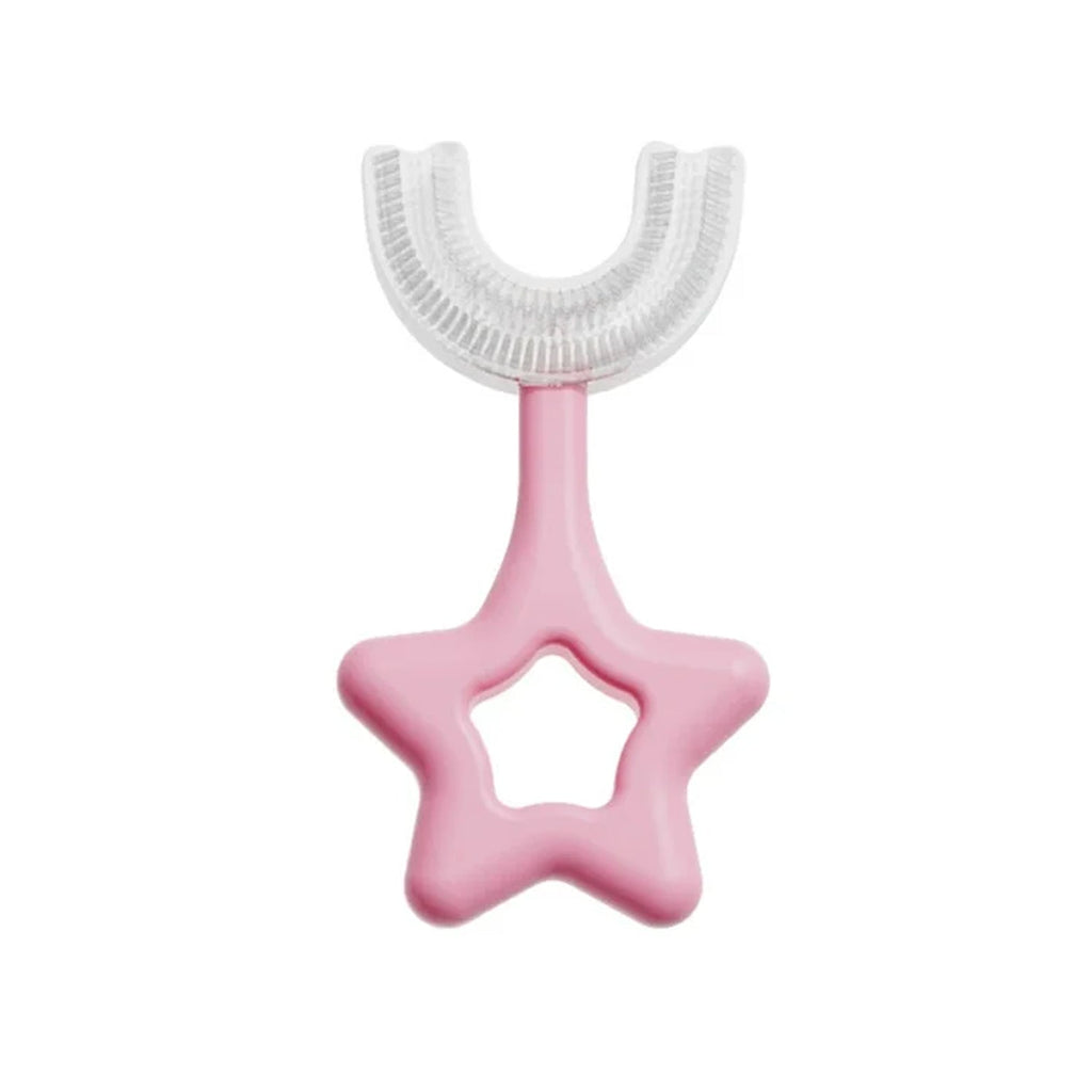 Front view of the blue Star U-Shape Toothbrush, emphasizing its comprehensive cleaning coverage.