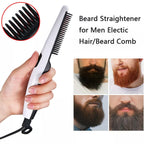 Electric hair straightening comb in a stylish black finish.