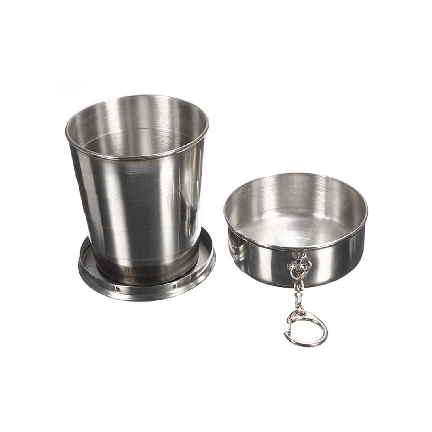 Durable stainless steel camping cup in outdoor setting.