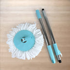 Close-up of flexi grip stainless steel mop rod set with microfiber head
