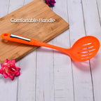 Modern kitchen tool: a large 35cm nylon colander and scoop for everyday cooking tasks.