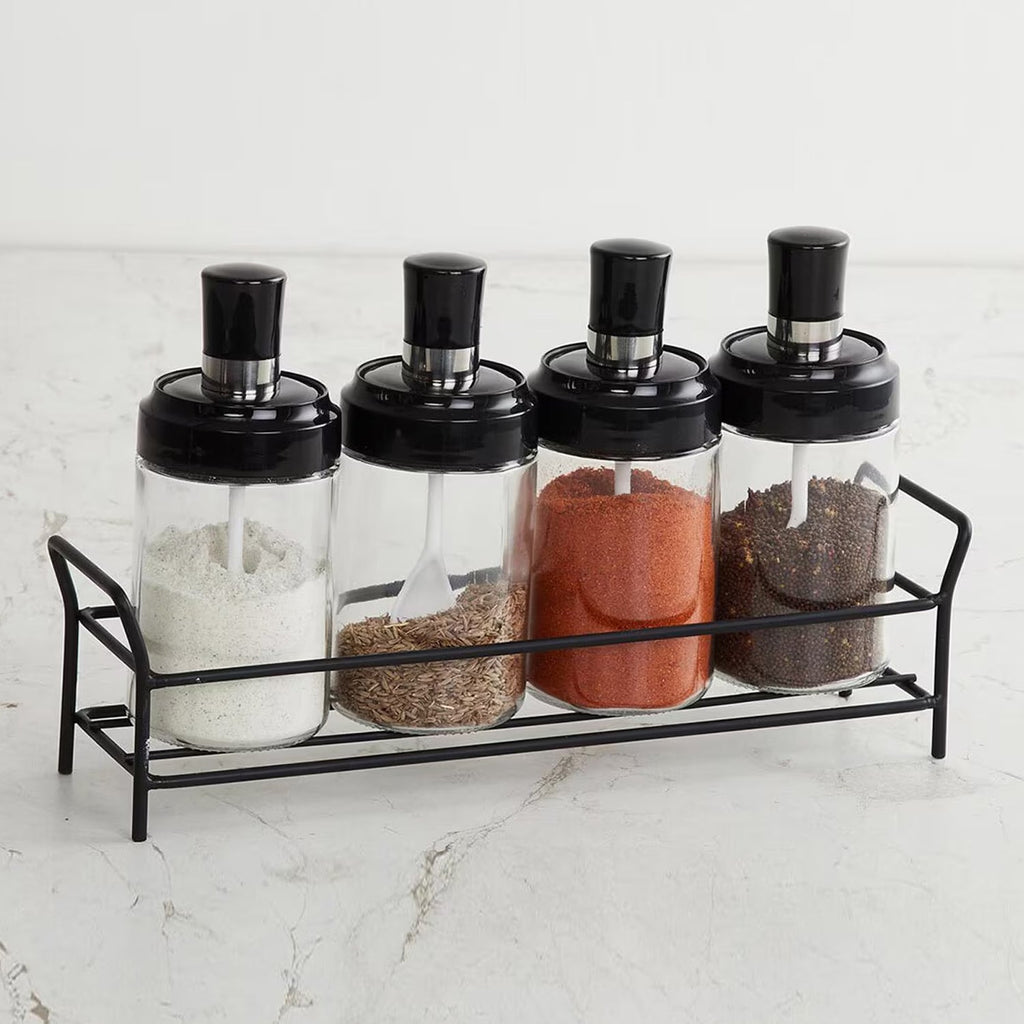 Complete 5-piece transparent glass kitchen storage set by .