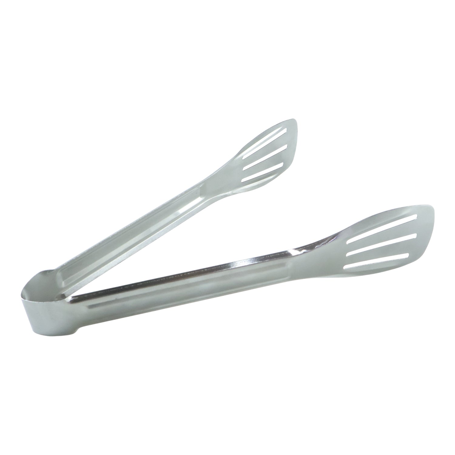 Food securely held by stainless steel serving tongs for easy serving