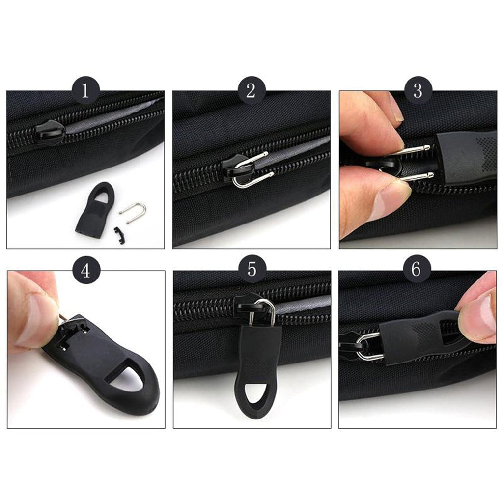 Close-up of a black Zipper Pull Tab with a durable cord and metal head, ready for attachment.