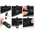 Close-up of a black Zipper Pull Tab with a durable cord and metal head, ready for attachment.