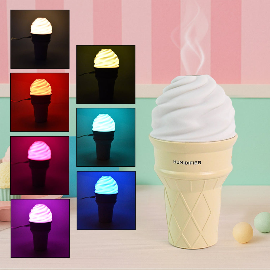 Ice Cream Cone Humidifier showing mist output for improved air quality