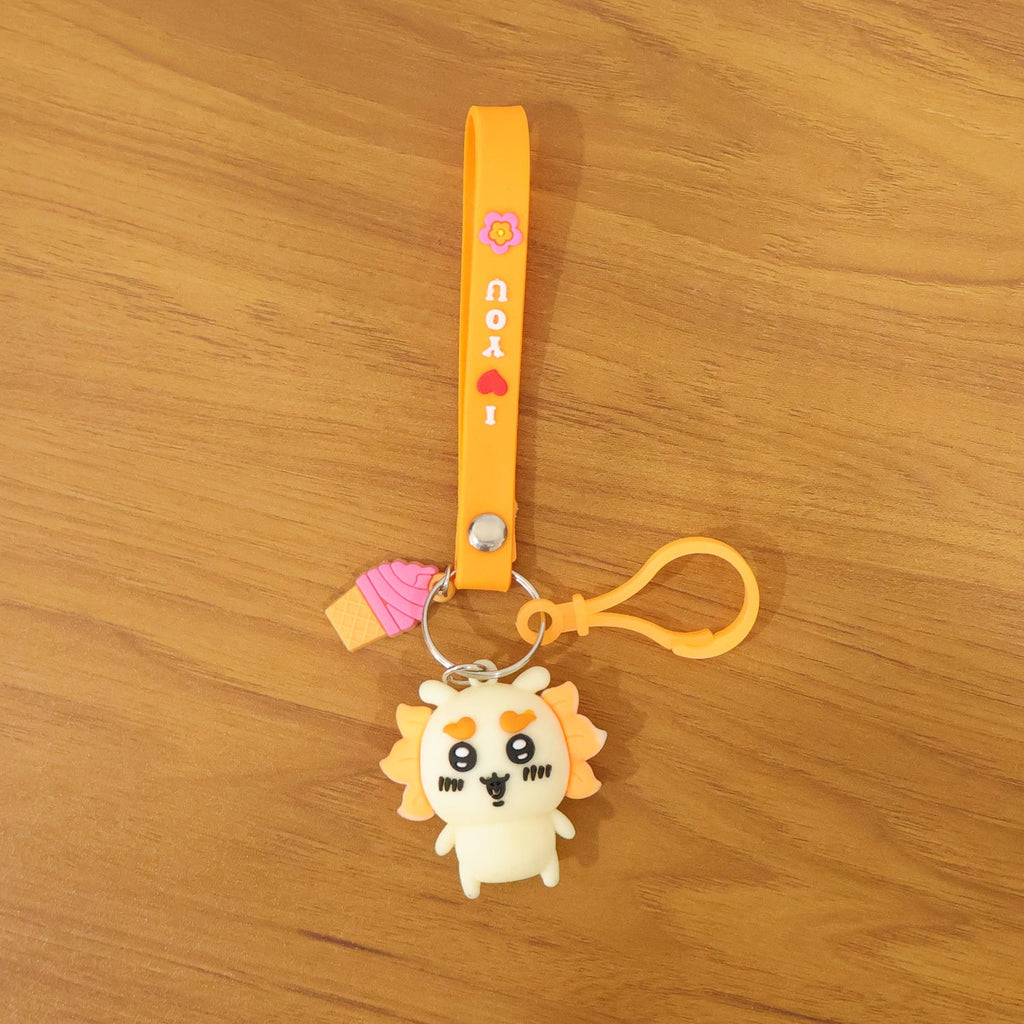 Cute animal ice cream keychain with secure metal ring