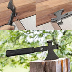 Ergonomic camping axe with convenient nail remover and heavy-duty hammer.