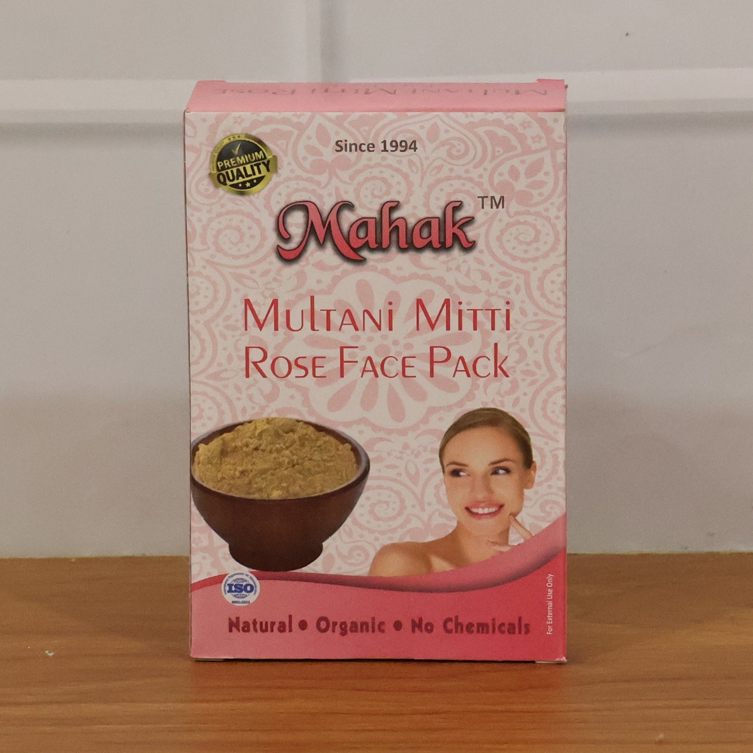 Close-up texture of herbal Multani Mitti and Rose face pack