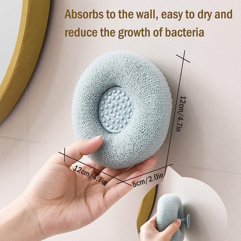 The flower bath sponge effortlessly creating rich, luxurious foam for bathing.