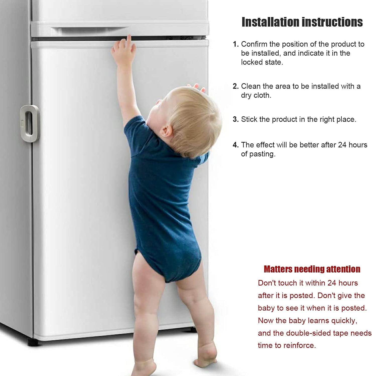 Compact baby fridge door lock preventing toddler access