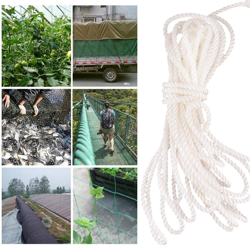 Detailed close-up of the sturdy, braided nylon clothesline providing strong support.