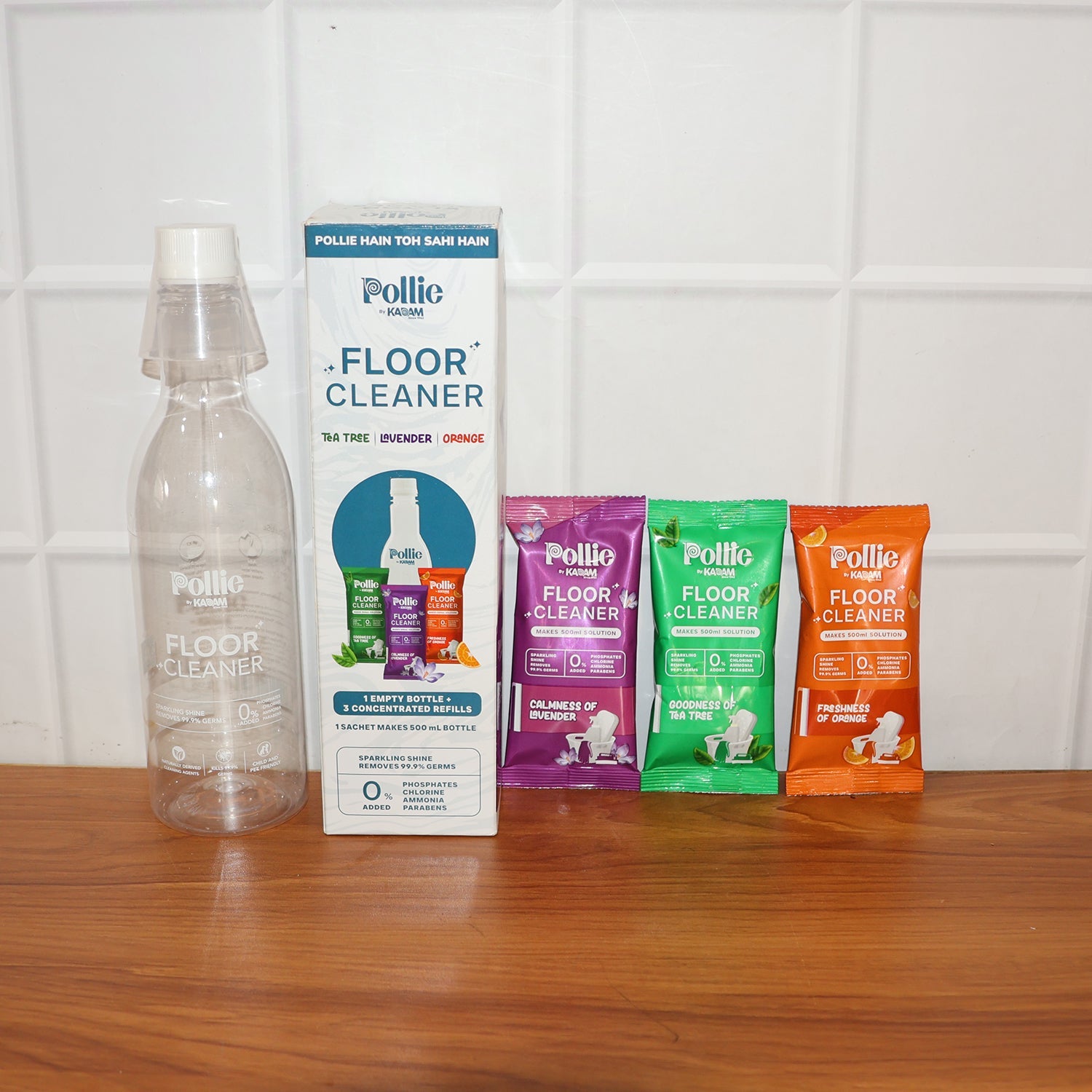 Clean tiled floor shining after use of Pollic Kadam floor cleaner
