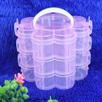 Plastic flower-shaped storage box with 9 grids for beads and craft supplies