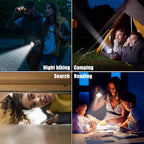 The multifunctional outdoor LED torch showcasing its strong beam and multiple light modes.