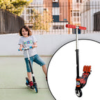 Side view of the kids scooter highlighting its adjustable handlebar height feature.