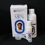 Measuring spoon used for accurate application of men's bleach facial hair lightening kit.