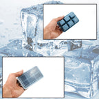 A blue silicone ice tray filled with perfectly formed ice cubes, ready to serve.