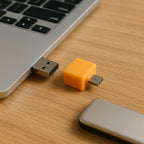 Close-up of the Micro USB OTG Adapter ports, illustrating connectivity options.