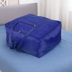 Folded zippered blanket storage bag for space-saving storage