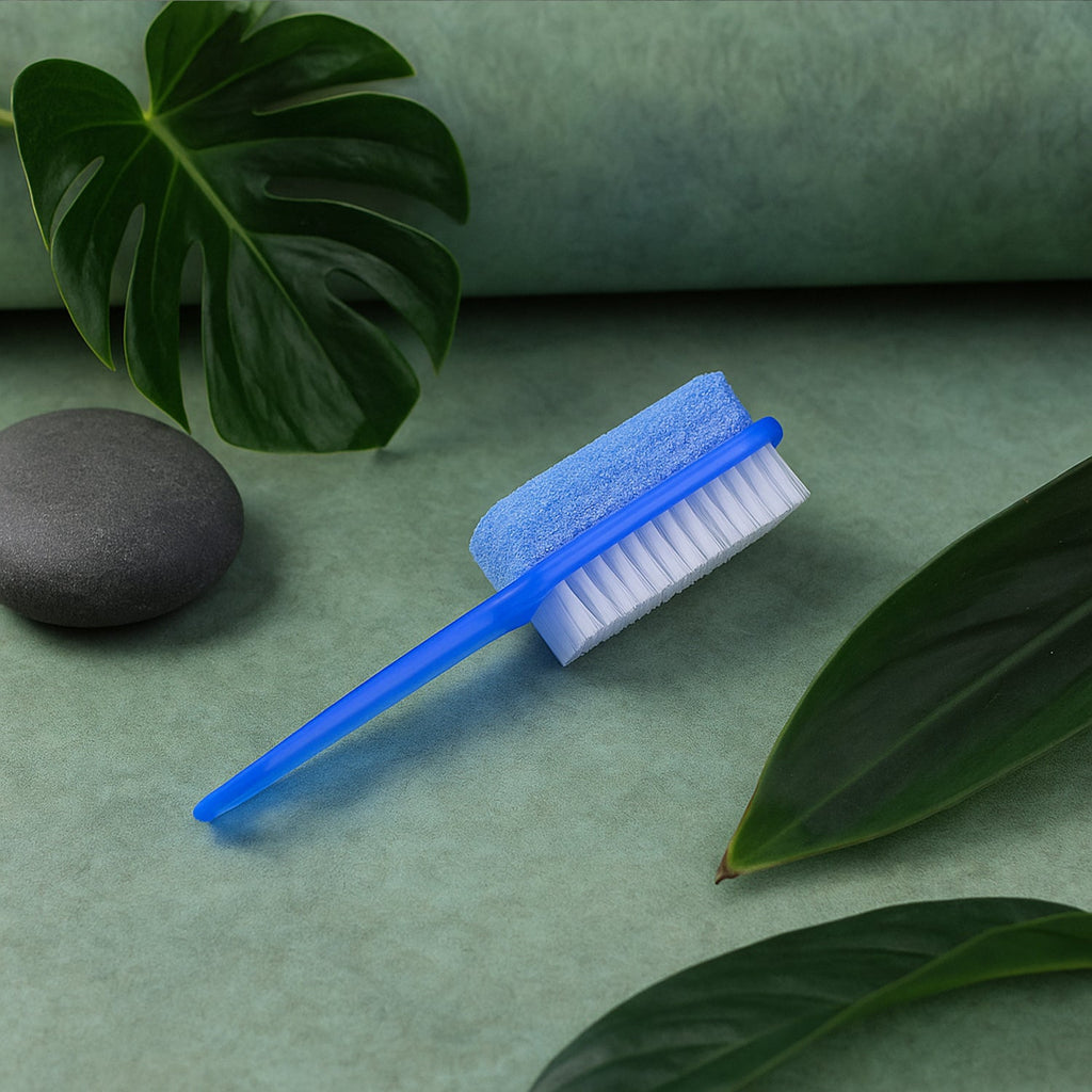 Ergonomic plastic handle of foot scrubber brush designed for comfort