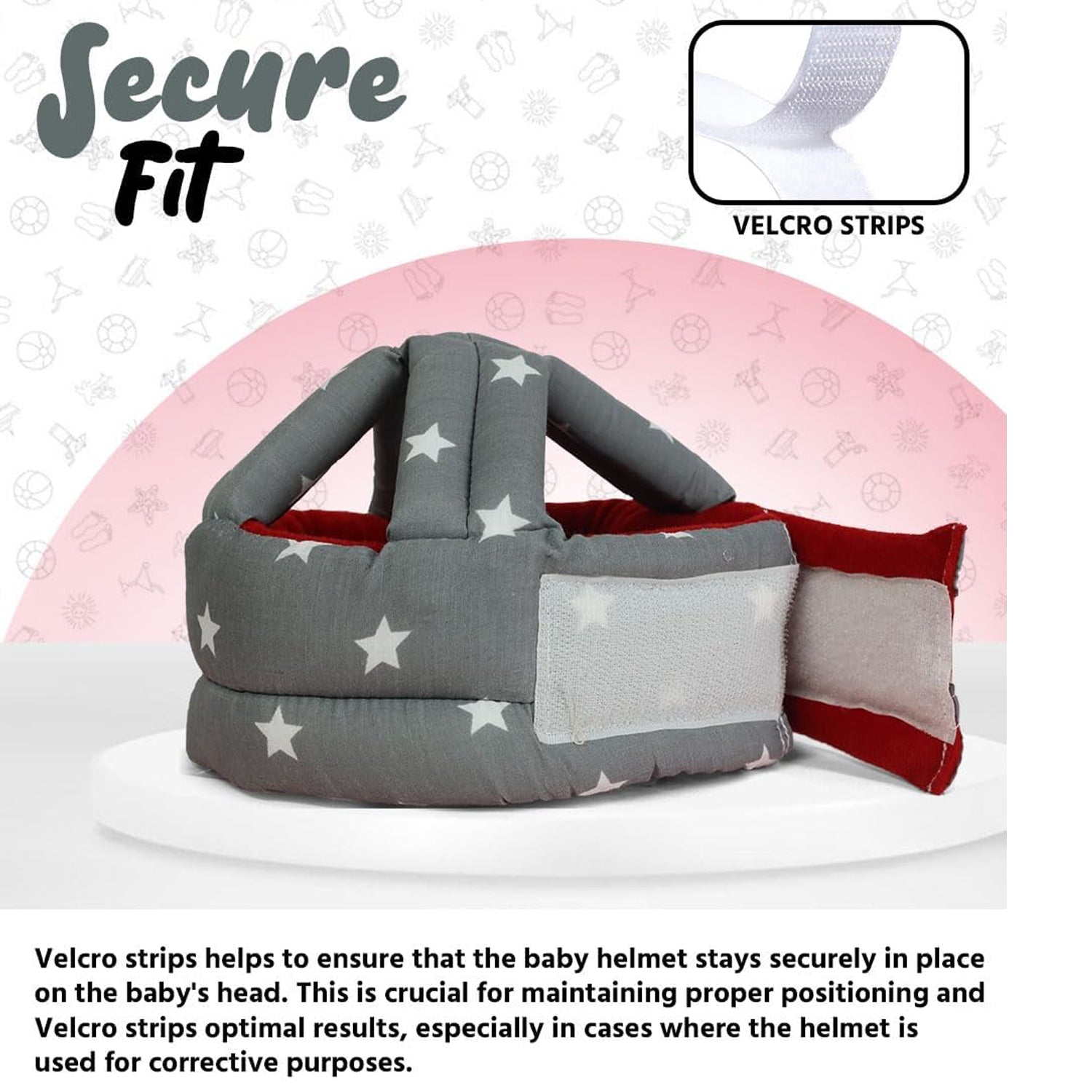 Comfortable soft baby safety helmet for indoor use